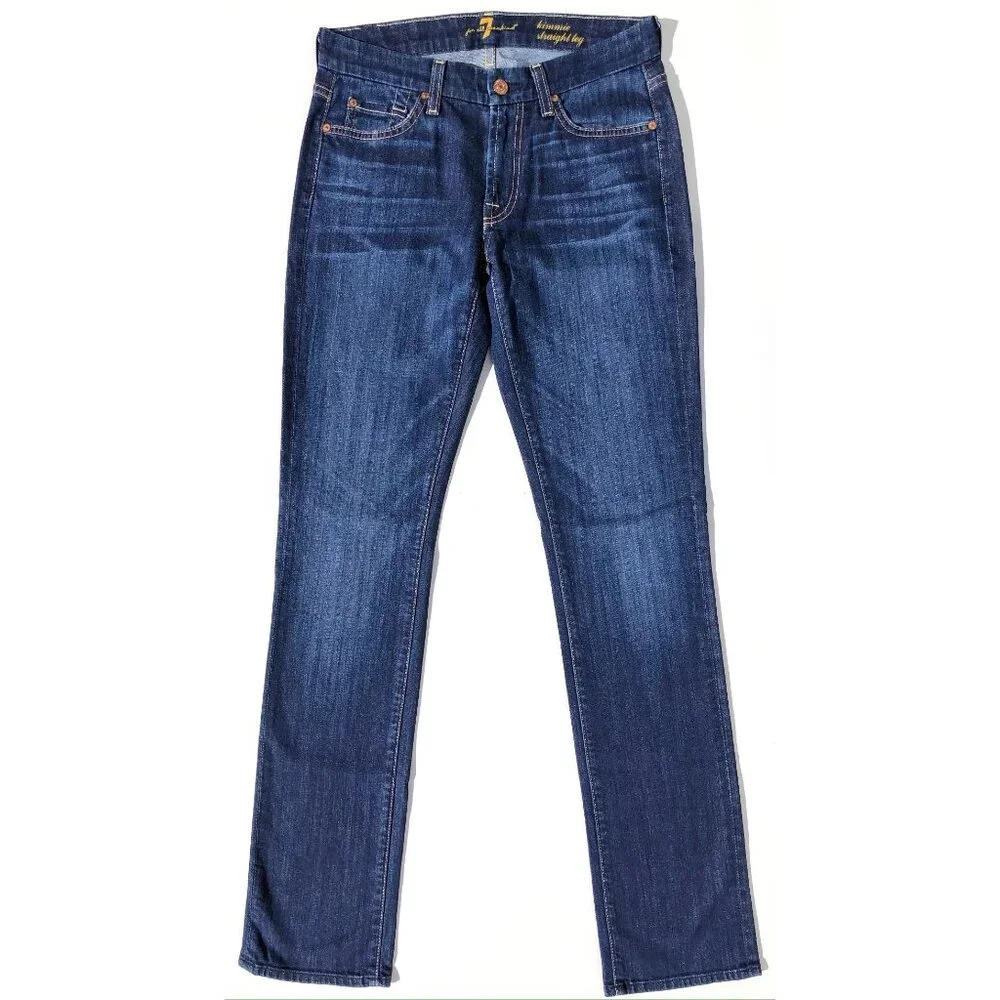 7 for All Mankind Jeans Women's Size 27 34 Blue Kimmie Straight Leg Dark Wash